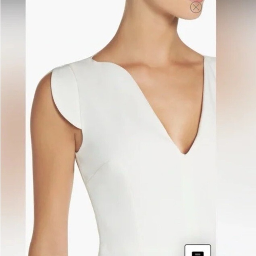French Connection Cream V-Neck Midi Dress